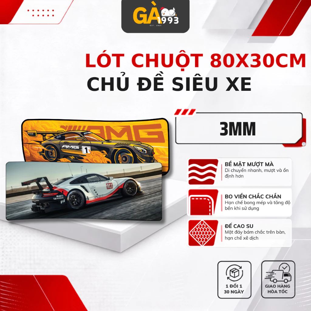 Lót chuột Siêu Xe Cỡ đa kích thước 80x30 , 90x40 – Mặt Mịn, Bám Chuột Tốt, Tối Ưu Không Gian Làm Việc & Góc Game