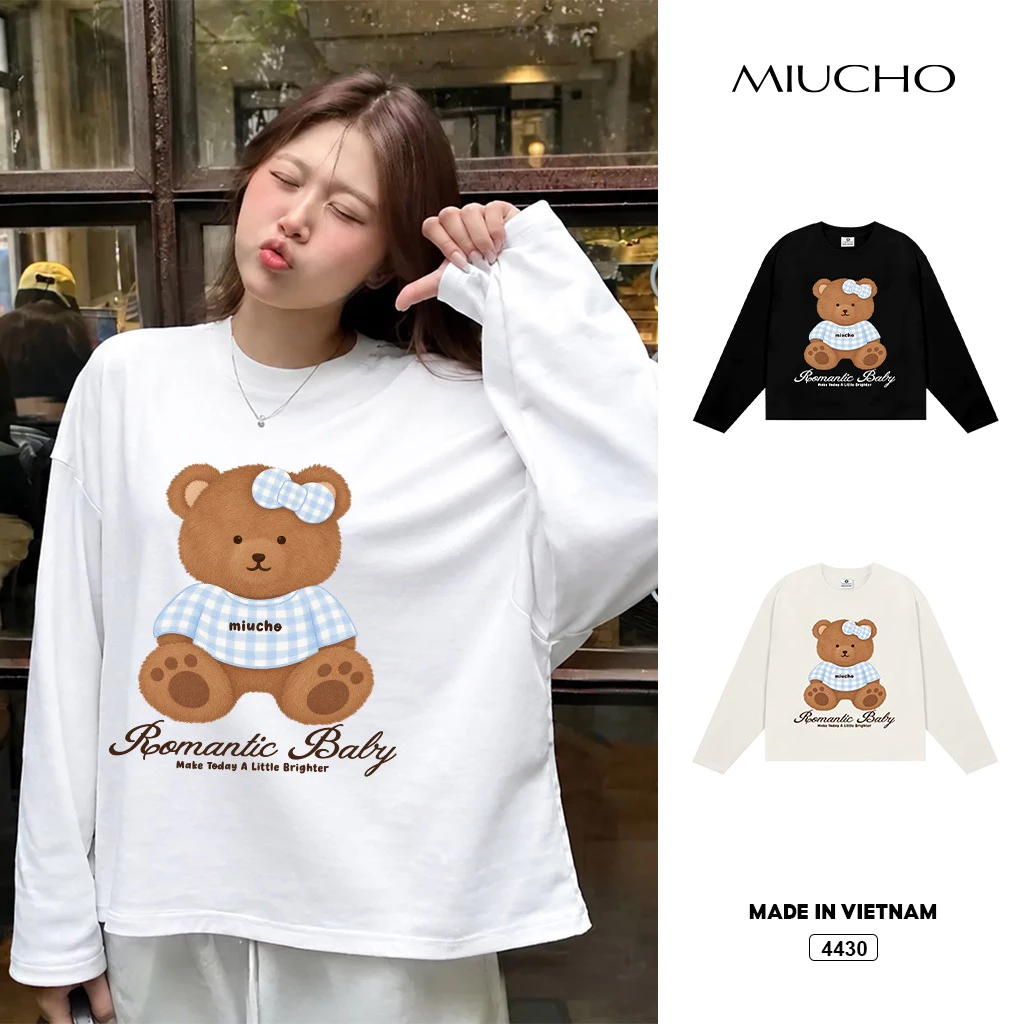Áo tay dài boxy unisex Hàn Quốc romantic baby Miucho 4430