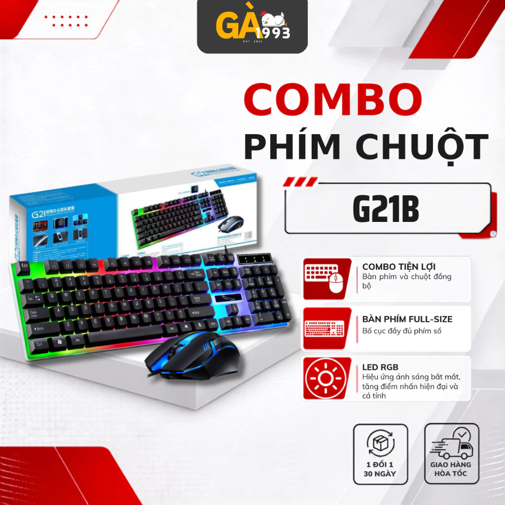 Set Phím Chuột G21B Giả Cơ – Đèn RGB Nhiều Chế Độ, Gõ Êm Tay, Lý Tưởng Cho Học Tập – Làm Việc – Giải Trí