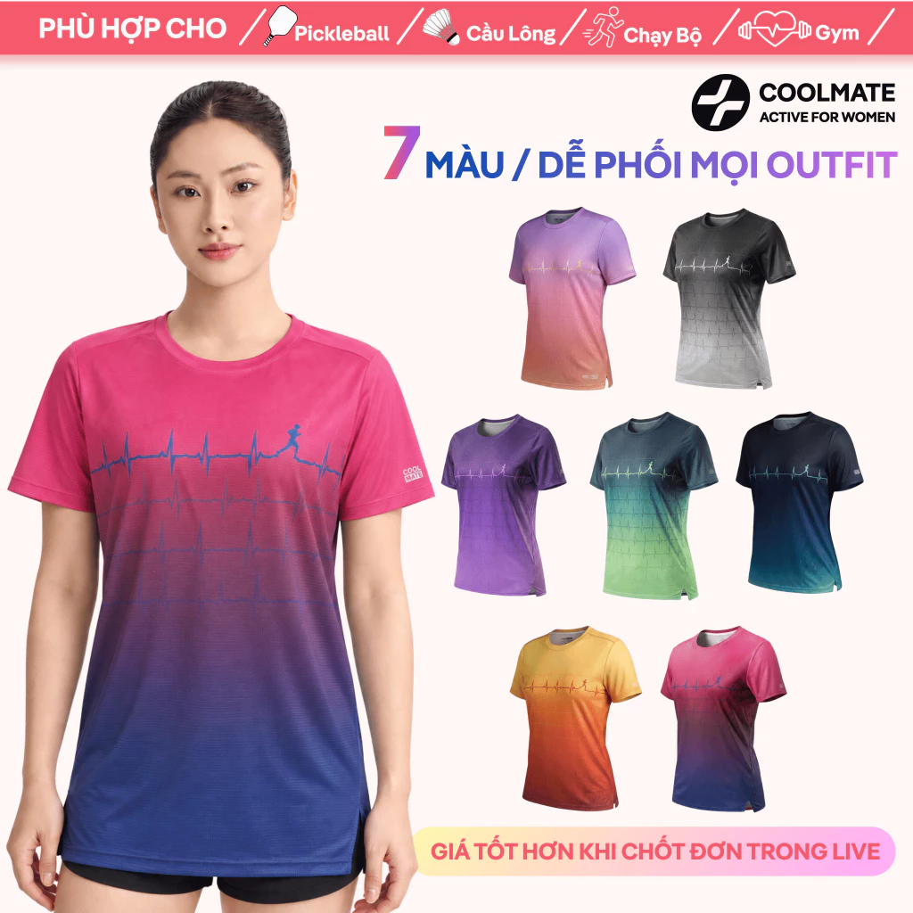 [GIÁ TỐT TRÊN LIVE] Áo thun Unisex Nam Nữ thể thao chạy bộ Graphic Heartbeat siêu nhẹ, thoáng khí,thấm hút tốt-Coolmate