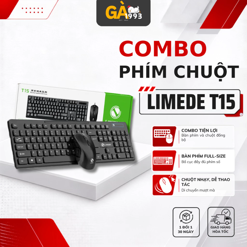 Combo Phím Chuột Limeide T15 – Gõ Êm, Dùng Văn Phòng, Thiết Kế Mỏng