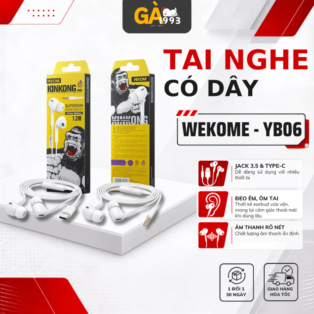 Tai Nghe Wekome YB06 nhét tai Gaming - Jack 3.5 & TypeC