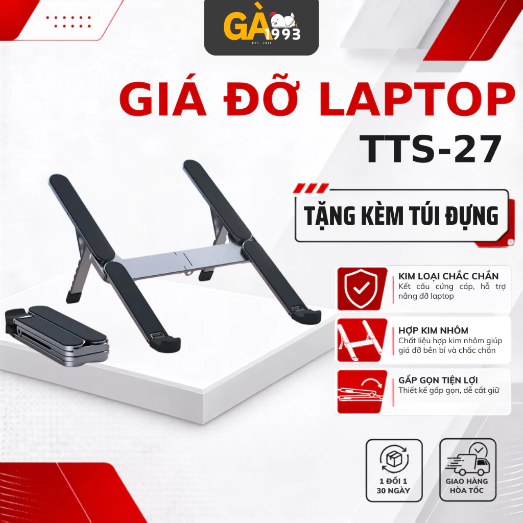 Giá Đỡ Laptop Tiny Titan Stand – Giá Đỡ Gấp Gọn, Gọn Nhẹ, Cho Sinh Viên & Dân Văn Phòng,