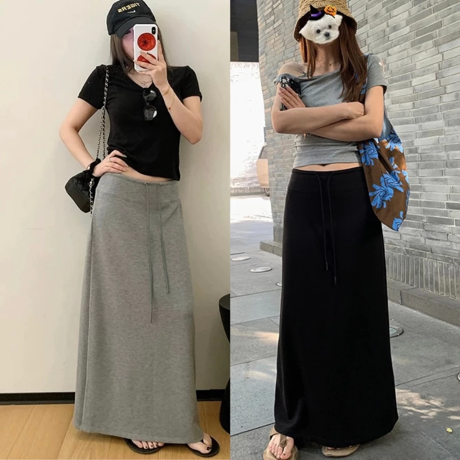 𝐖𝐆𝐖𝐄 Chân Váy Nữ 6597 Dài – Thun Co Giãn, Lưng Cao, Phong Cách Đa Dạng