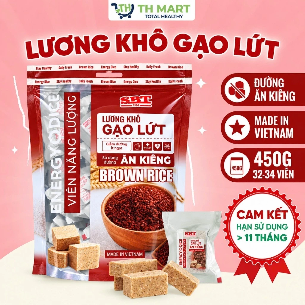 Lương Khô Ăn Kiêng SBT Vị Gạo Lứt Loại 900g Eat Clean Ít Calo Giảm Đường Ít Ngọt Phù Hợp Ăn Kiêng