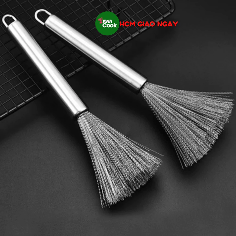 Chổi chải rửa cọ bồn rửa, vệ sinh khe rãnh cán dài cầm tay bằng thép -  Chuyên chà rửa xoong nồi