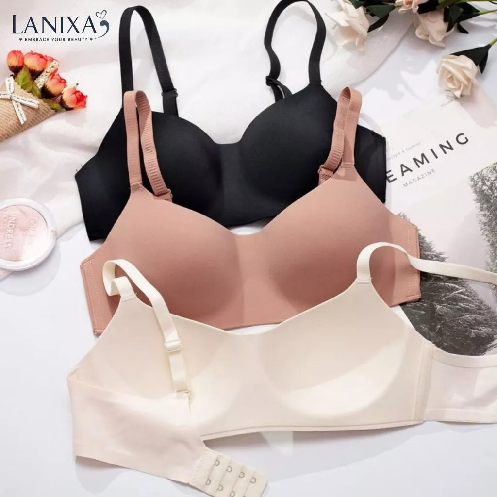 Áo ngực nữ su đúc không gọng đệm mút mỏng mềm mại ôm ngực chống chảy xệ không lộ viền LANIXA A141-CB