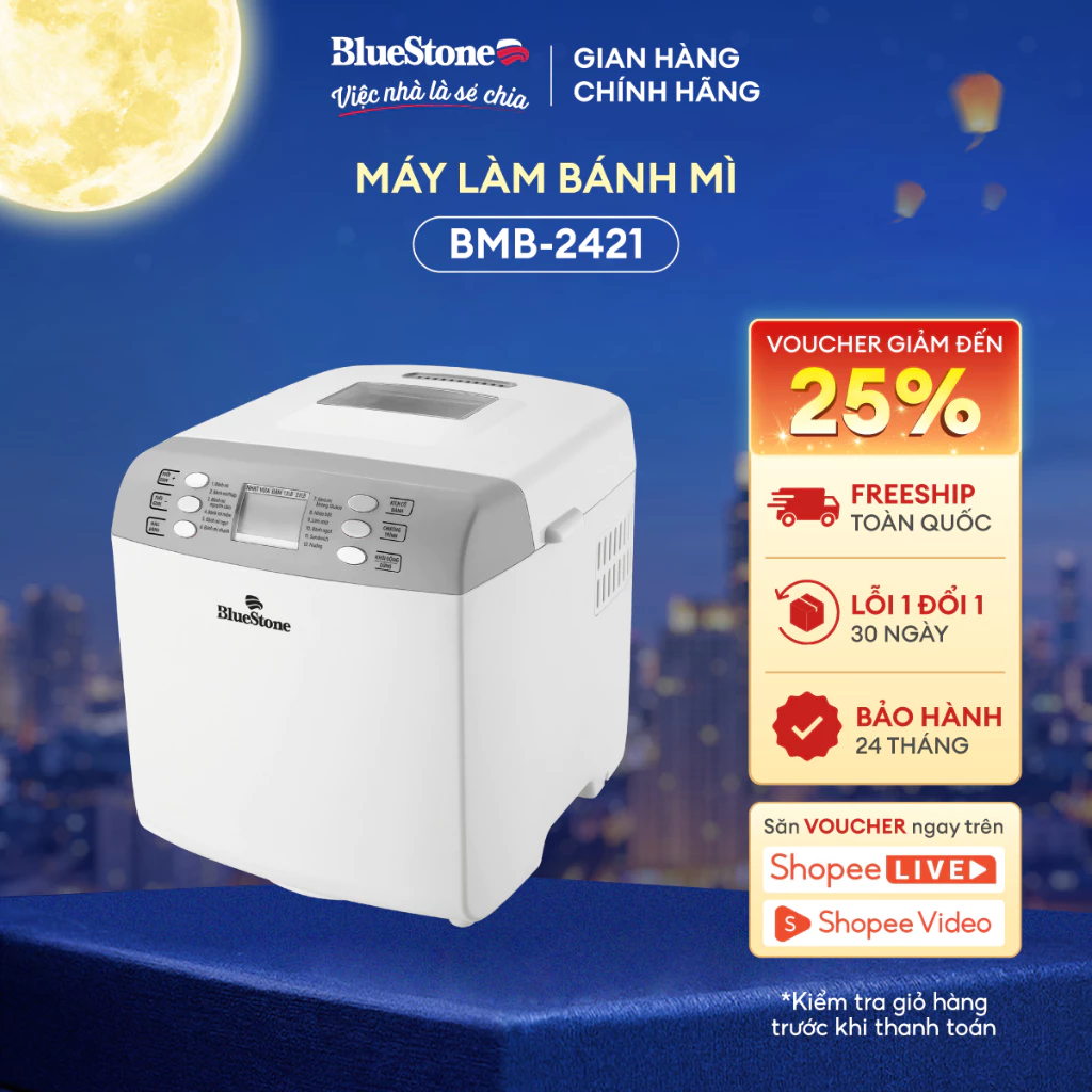 [Bluestone] Máy Làm Bánh Mì Bluestone BMB-2421 - 12 chức năng - 550W