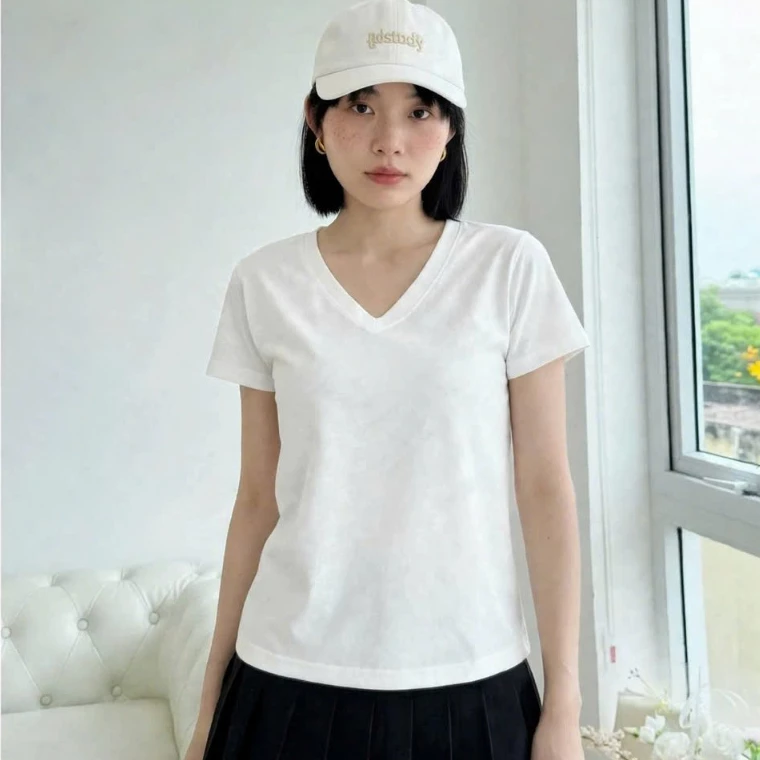 ÁO THUN BABYTEE Cổ Tim Trơn Chất cotton 4 chiều thoáng mát đi học đi chơi đi làm