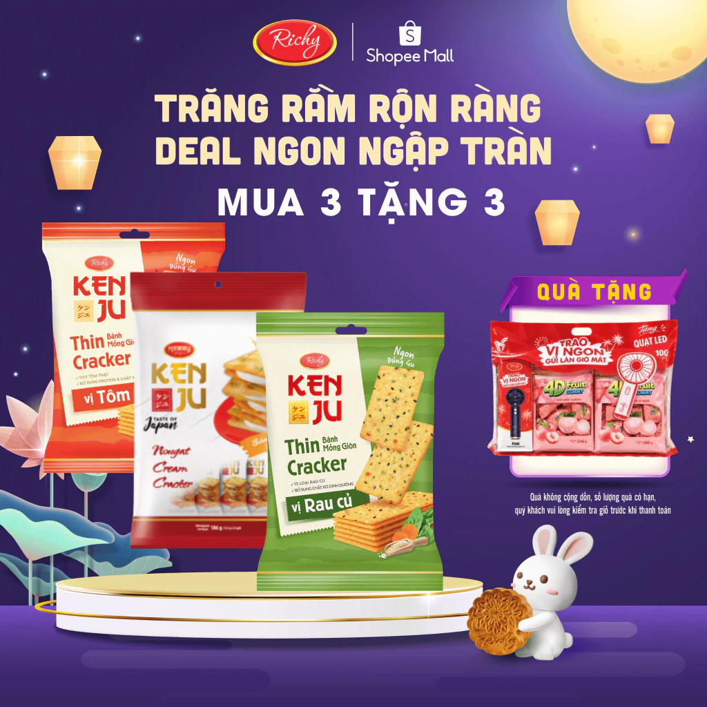 [TẶNG QUÀ ĐƠN TỪ 135K]  Combo 3 Bánh Kenju, Kenju Kem Dẻo, Kenju Rau Củ,, kenju tôm back to school