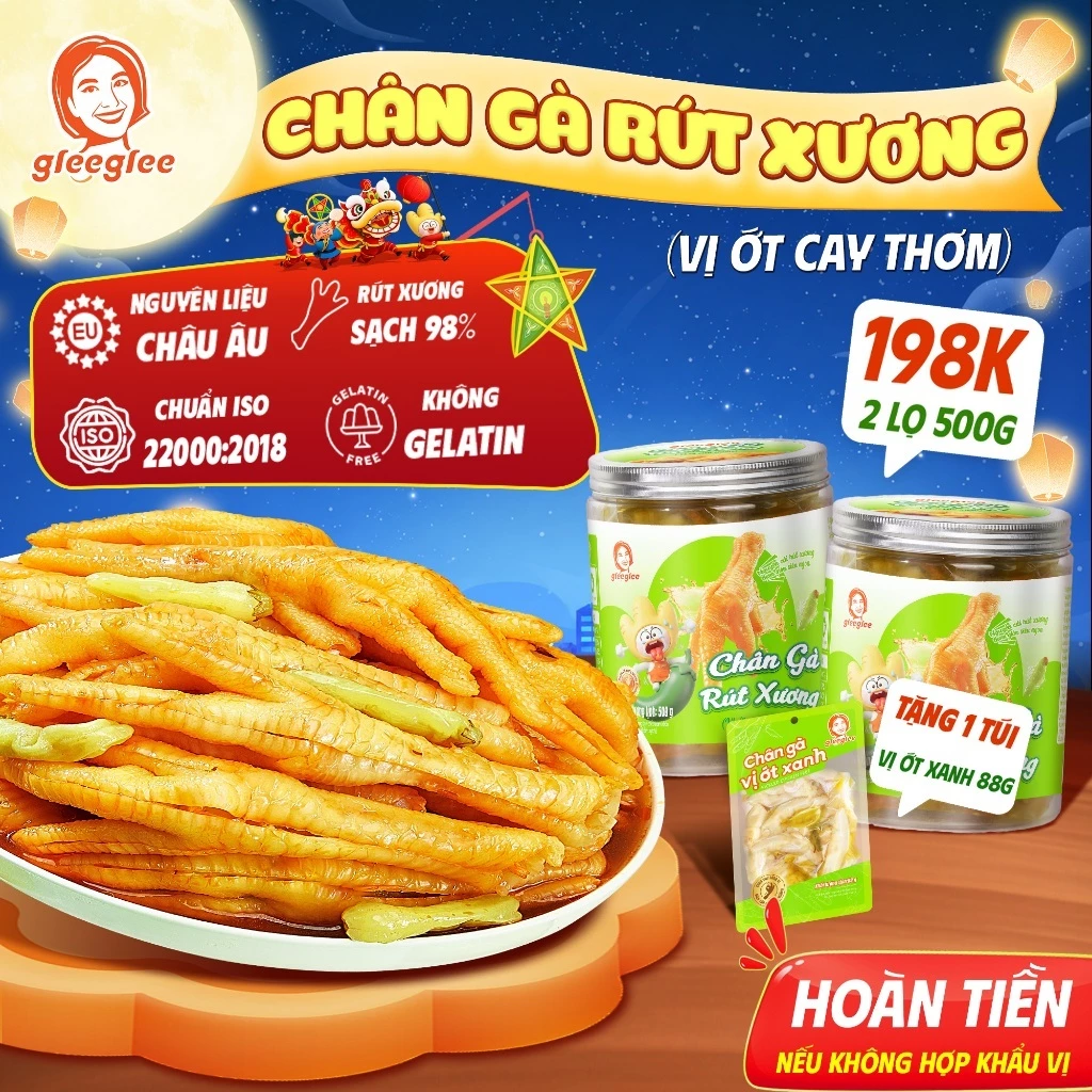 Lọ Chân Gà Rút Xương Vị ỚT CAY THƠM GleeGlee 500g Cay Nồng, Lọ