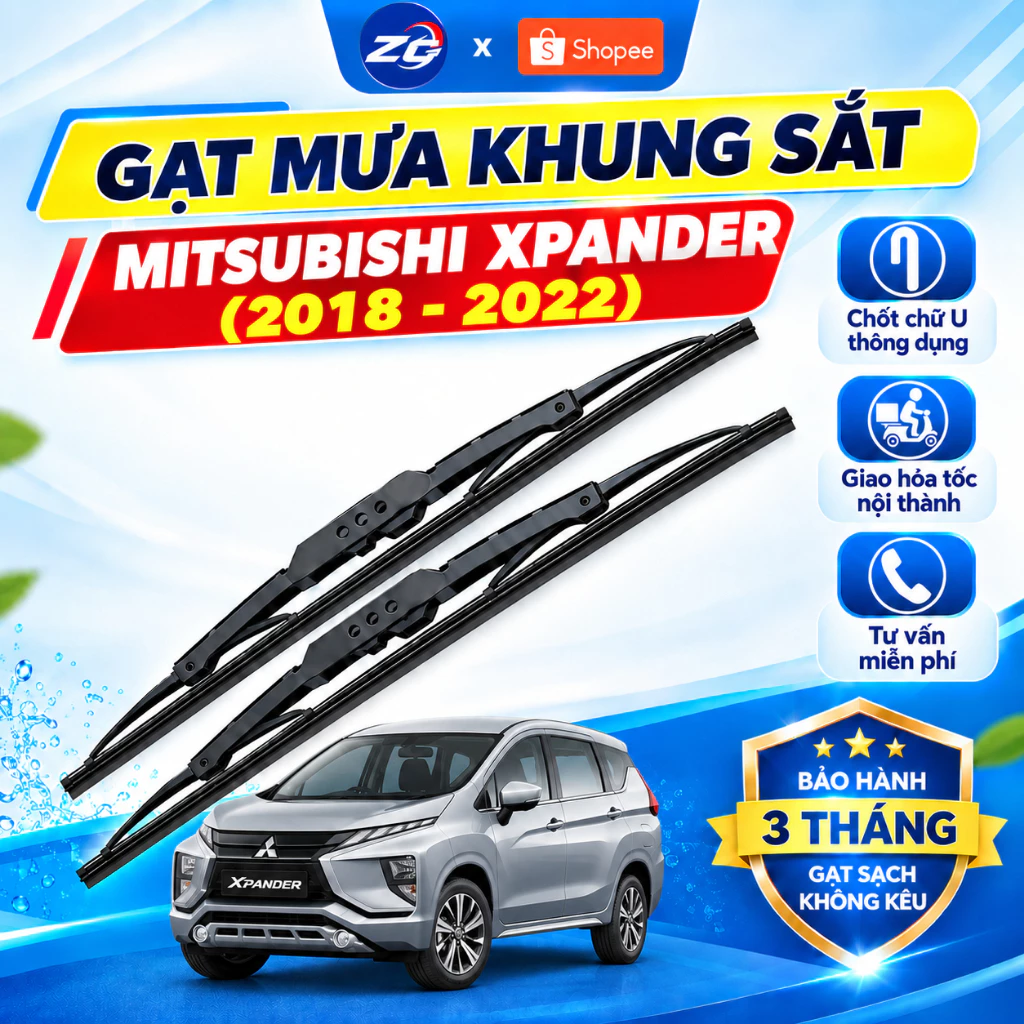 Cần gạt mưa ô tô xe Mitsubishi Xpander (2018-2022) Gạt Mưa Ô Tô khung sắt lưỡi silicon Gạt Sạch Không Kêu