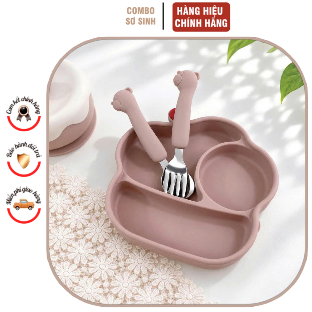 Set thìa dĩa Silicon BarRot cho bé ở giai đoạn tập ăn, kích thước phù hợp giúp bé cầm nắm thuận tiện.