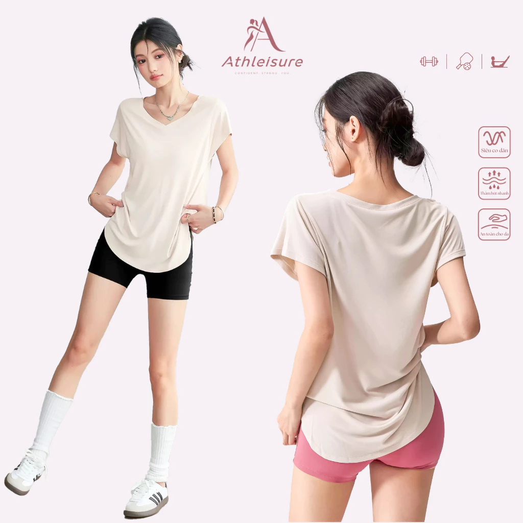 Áo Thun Lạnh Nữ Dáng Suông Thể Thao Tập Gym, Pilates, Yoga, Thoáng Mát Nhanh Khô - UP10
