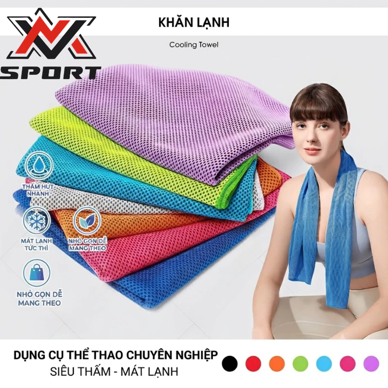 Khăn Lạnh Thể Thao Làm Mát Tức Thì Đa Năng Bản Dày Thấm Hút Mồ Hôi Mát Lạnh Khăn Tập Gym Yoga Chạy Bộ Siêu Bền 30x80cm