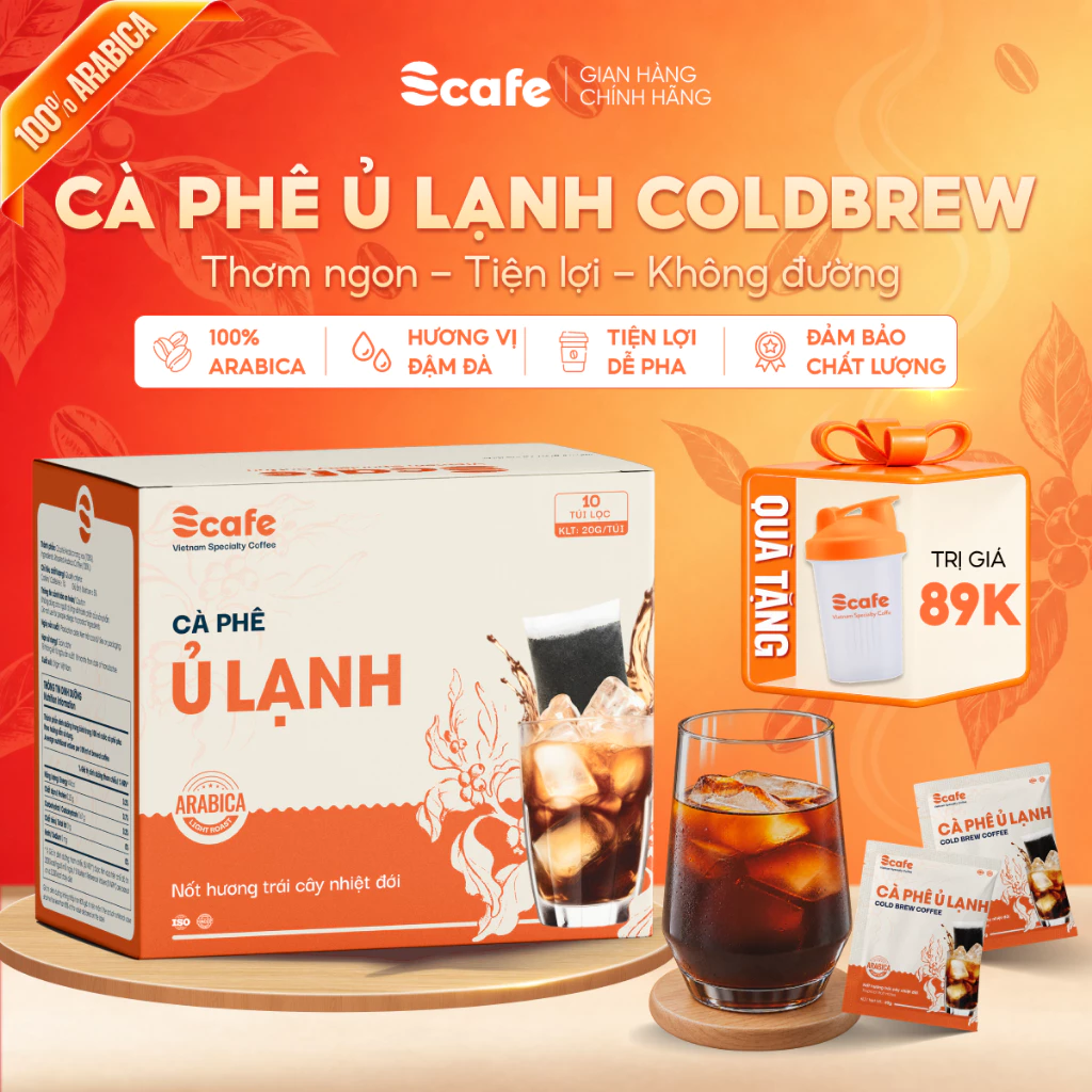 Cà phê Cold Brew Ủ Lạnh Túi Lọc Nốt Hương Trái Cây Nhiệt Đới Hộp 10 Túi/20G Scafe Việt Nam