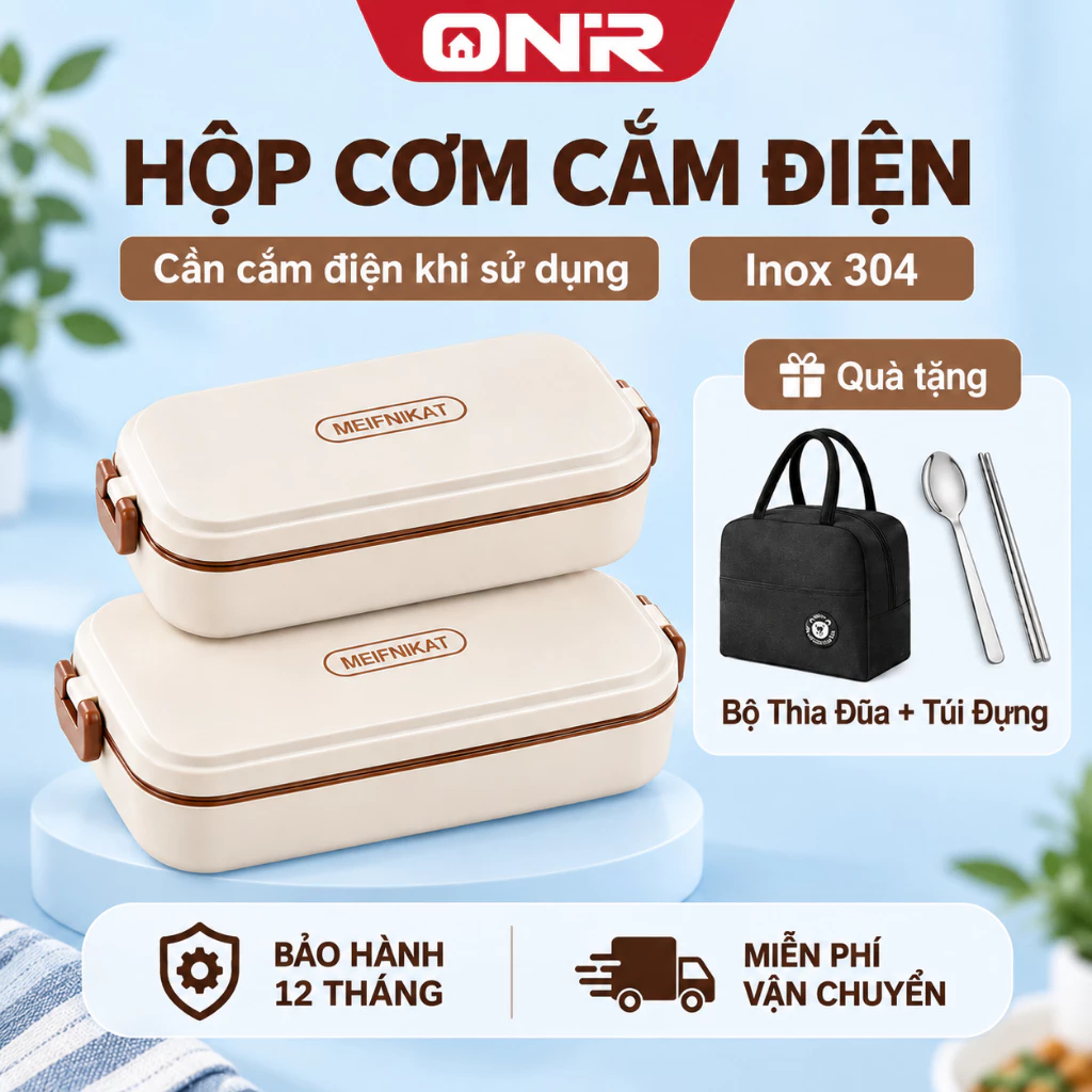 Hộp Cơm Cắm Điện 900ml, Giữ Nhiệt Khoảng 70°C, Nắp Kín Chống Rò Rỉ, Sưởi Ấm Bằng Ổ Cắm BH 12 tháng