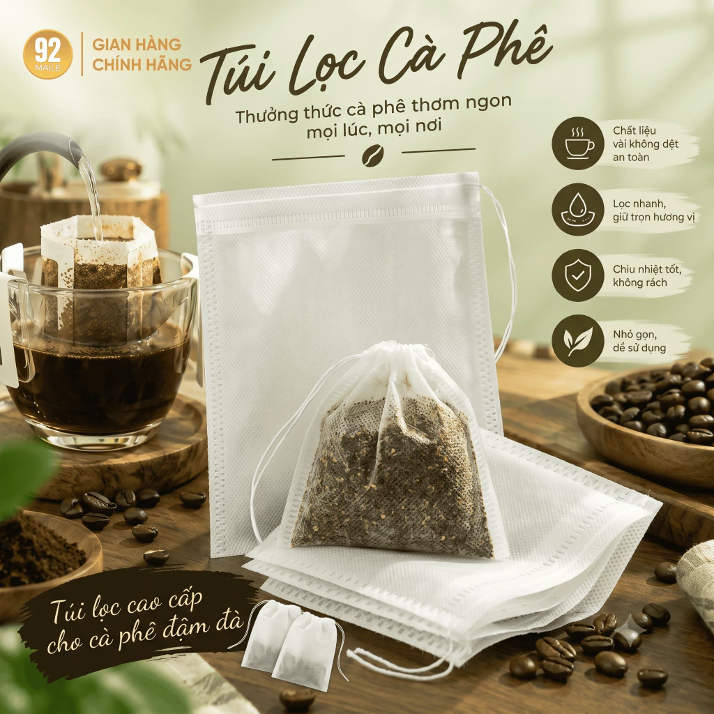 Túi Lọc Trà Dây Rút 7x9cm Túi Lọc Trà Vải Không Dệt, Túi Lọc Thảo Dược, Cà Phê Tiện Lợi