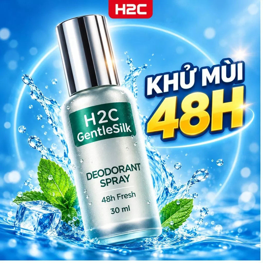 Xịt khử mùi toàn thân, lăn khử mùi H2C Gentlesilk DeoDorant spray ngăn tiết mồ hôi, hạn chế mùi cơ thể 30ml
