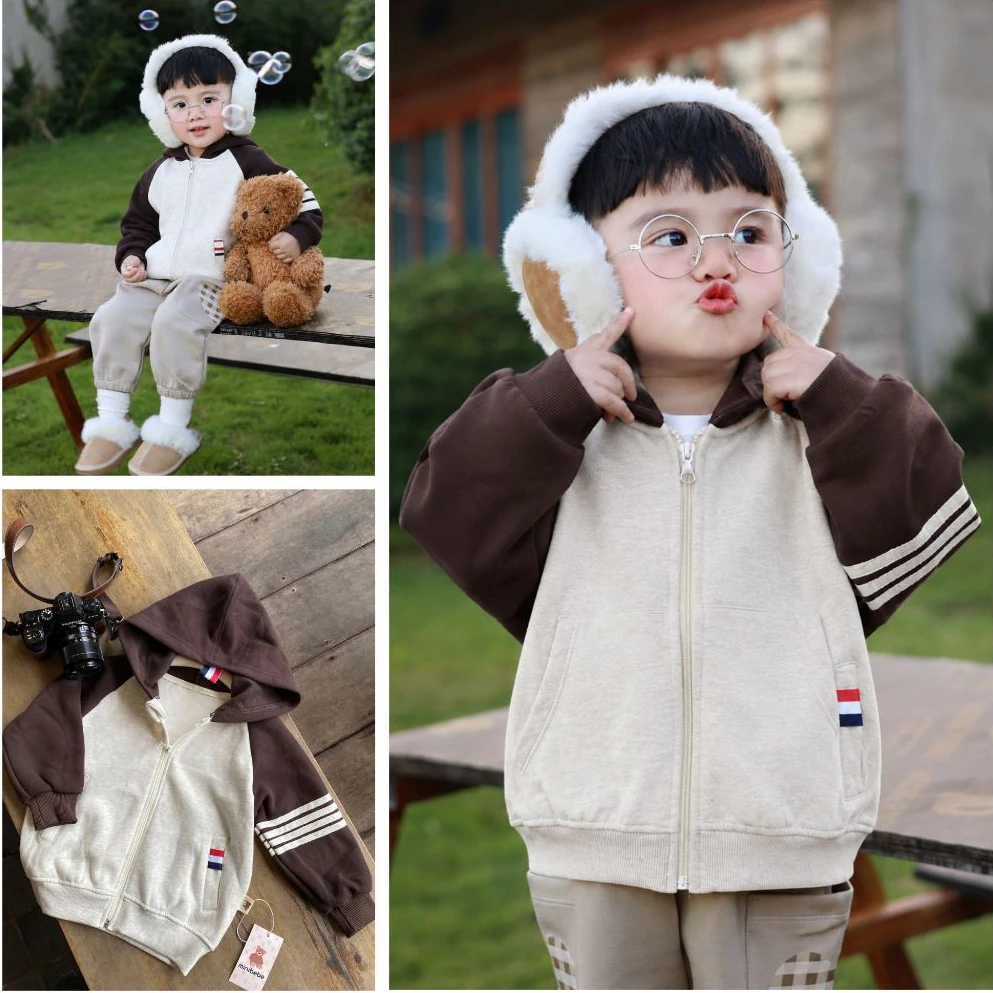 Áo khoác bé trai, Áo khoác nỉ cho bé minibebe dày dặn mặc thu đông cho bé từ 9 đến 24kg