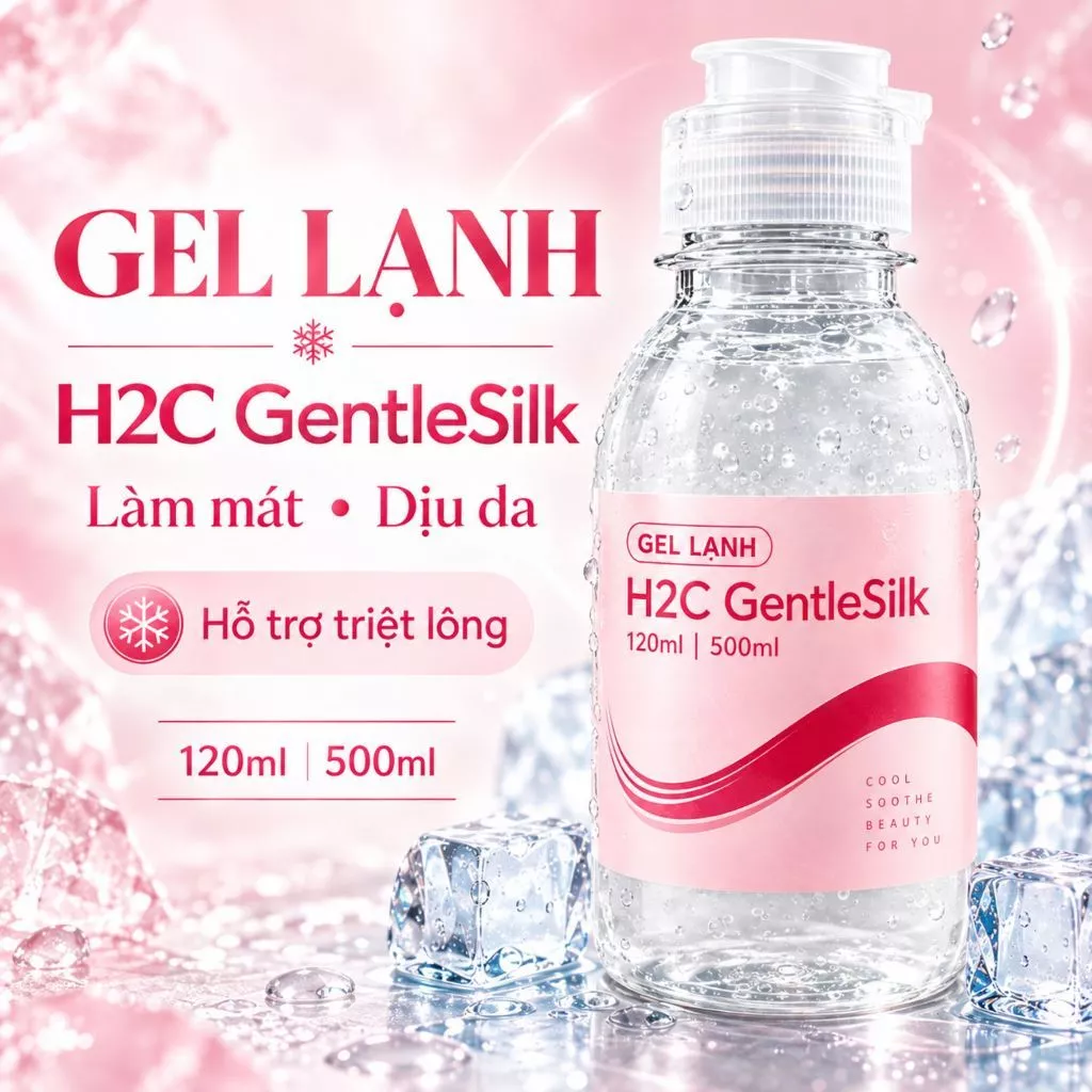 Gel lạnh triệt lông H2C GentleSilk 120ml 500ml, Gel làm Mát Da Dùng Cho Máy Triệt Lông IPL Tại Nhà