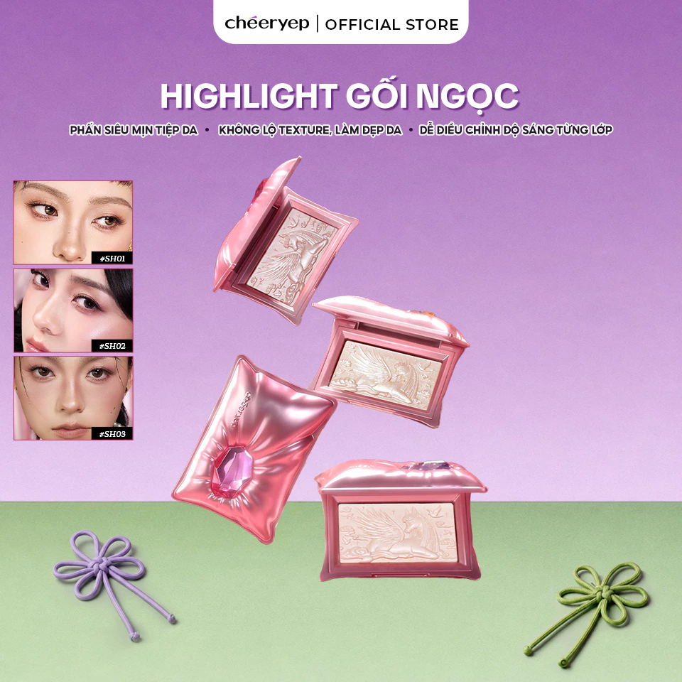 [KOL X CHÉERYEP] Phấn Bắt Sáng Highlight Chạm Khắc Hiệu Ứng Lì Và Nhũ Căng Bóng Sáng Da Pillow Gem