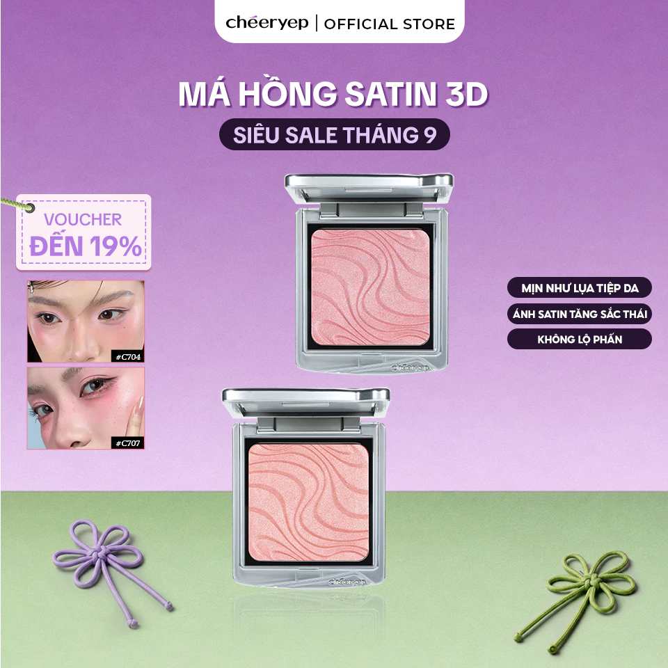 [Live] CHÉERYEP Phấn Má Hồng Trang Điểm Cao Cấp Ánh Nhũ Satin Tự Nhiên Tiệp Vào Da Mịn Như Lụa 4g