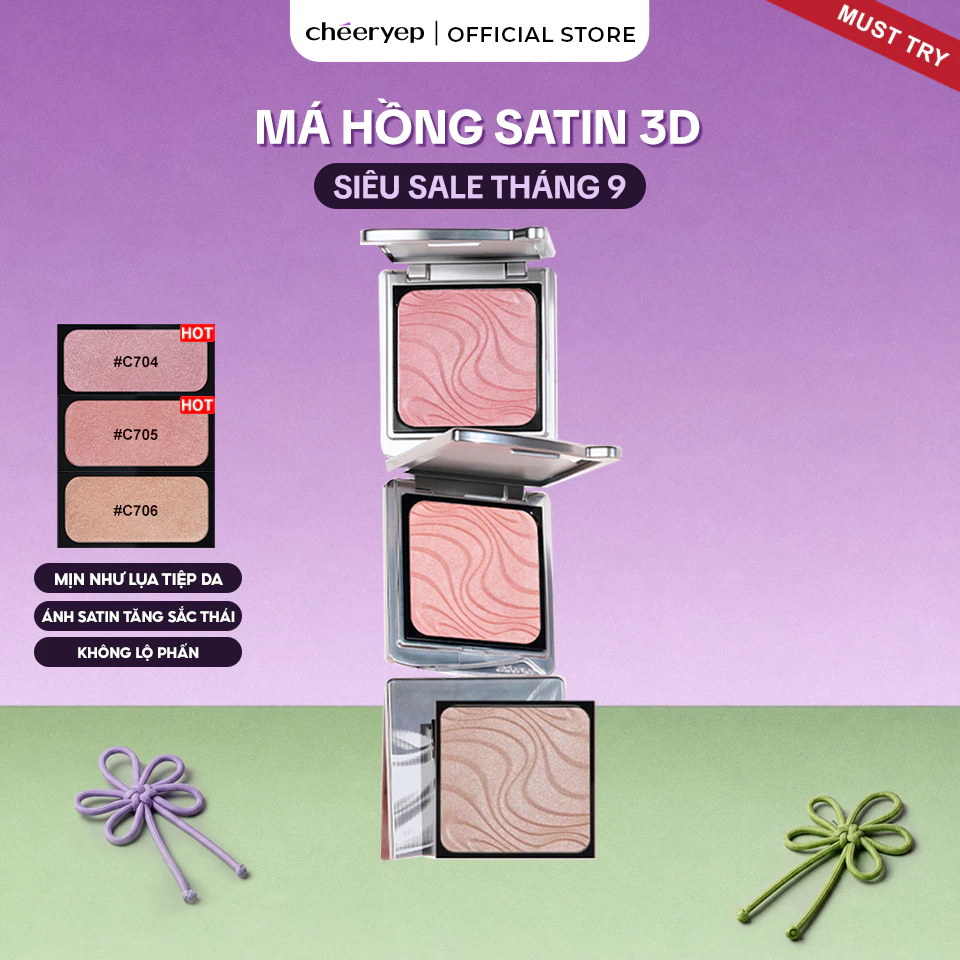 [KOL X CHÉERYEP] Phấn Má Hồng Trang Điểm Cao Cấp Ánh Nhũ Satin Tự Nhiên Tiệp Vào Da Mịn Như Lụa 4g