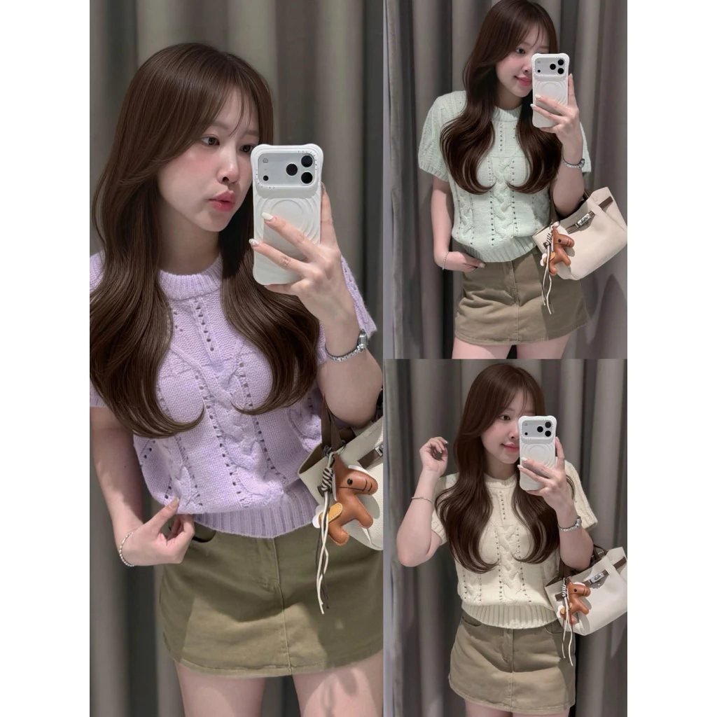 [LOẠI 1/ HÀNG QC] ÁO LEN VẶN THỪNG NGẮN TAY CỔ TRÒN MÀU PASTEL SIÊU XINH 2MONDAY A260