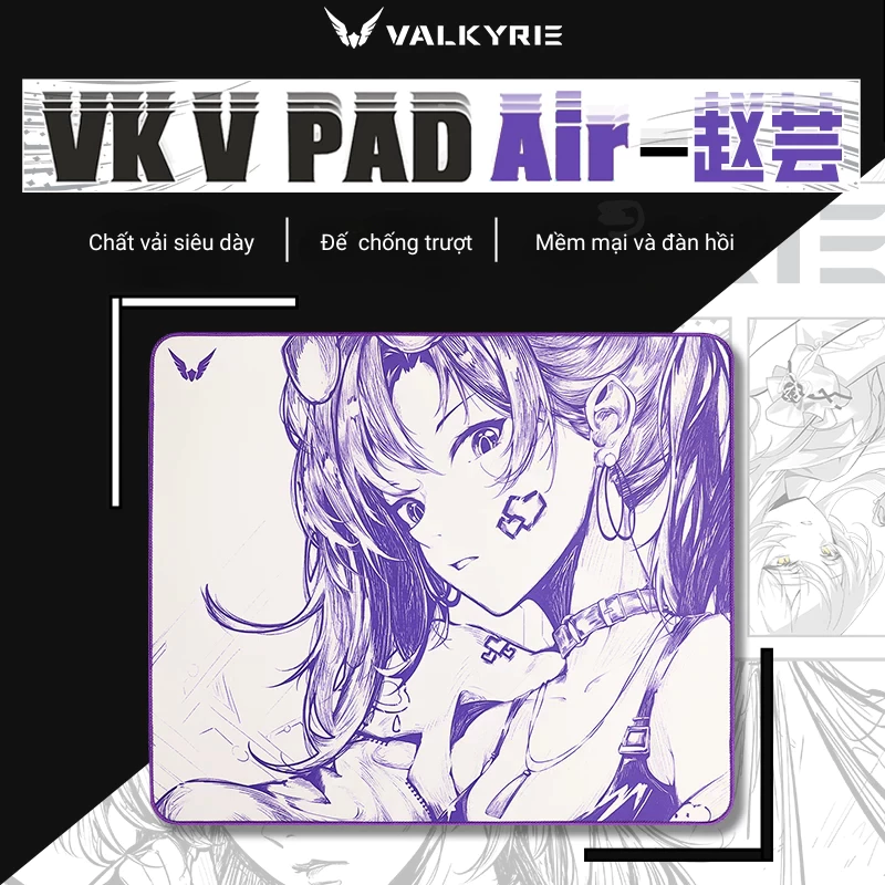 Lót chuột Valkyrie VK V PAD Air cao cấp - Vải dệt cao cấp siêu dày - Đế cao su chống trượt - Công nghệ viền khóa chìm