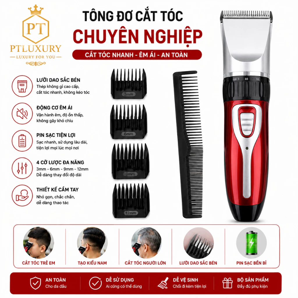 Tông Đơ Cắt Tóc PLSHARK Không Dây Tiện Lợi Dễ Dàng Sử Dụng