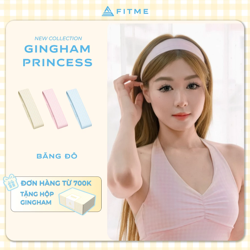 Băng đô nữ vải caro FITME SL xoắn phong cách thanh lịch, co giãn thoải mái BDSL02