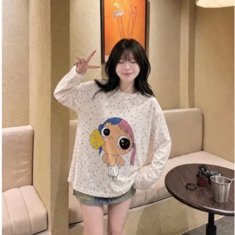 (Hàng QC) Áo Phông Giấy Dài Tay Sao Trời Form Rộng - Dài 66cm