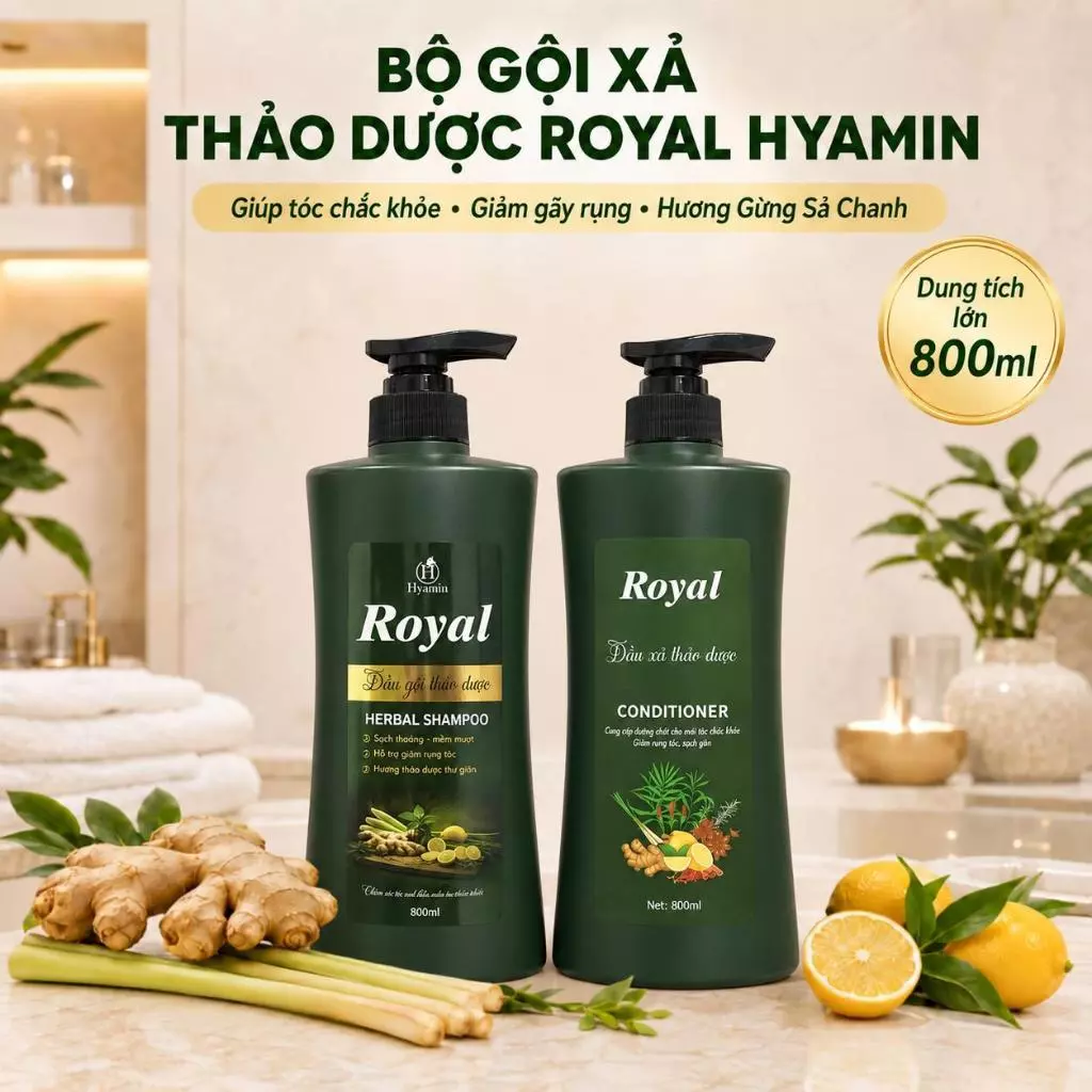 Dầu gội thảo dược Royal 800ML chính hãng ngăn ngừa gãy rụng sạch gàu phục hồi hư tổn