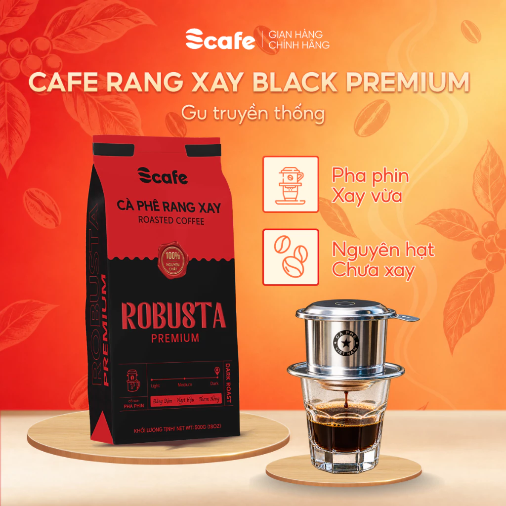 Cà Phê Mộc Rang Xay Gu Truyền Thống Robusta Rang Đậm Nguyên Chất Scafe Việt Nam