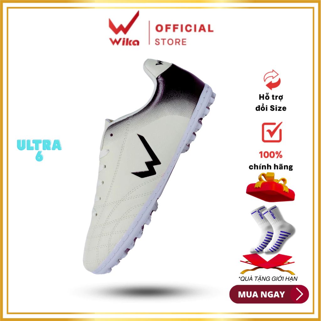 Giày Đá Bóng Wika Ultra 5, Ultra 6 Chất liệu da Pu cao cấp, siêu nhẹ,đinh TF, Khâu Full Đế