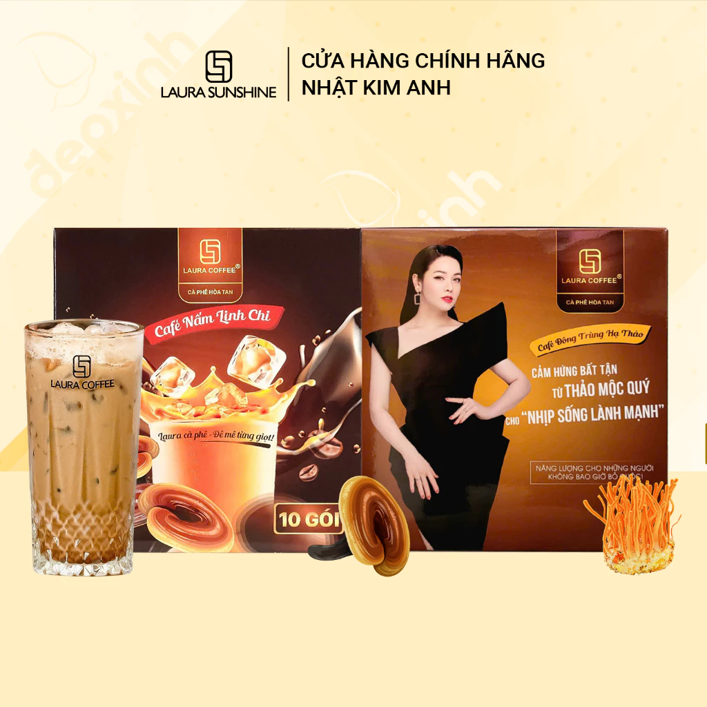 Cà phê thảo mộc hòa tan Laura Coffee Nhật Kim Anh thơm ngon đậm vị