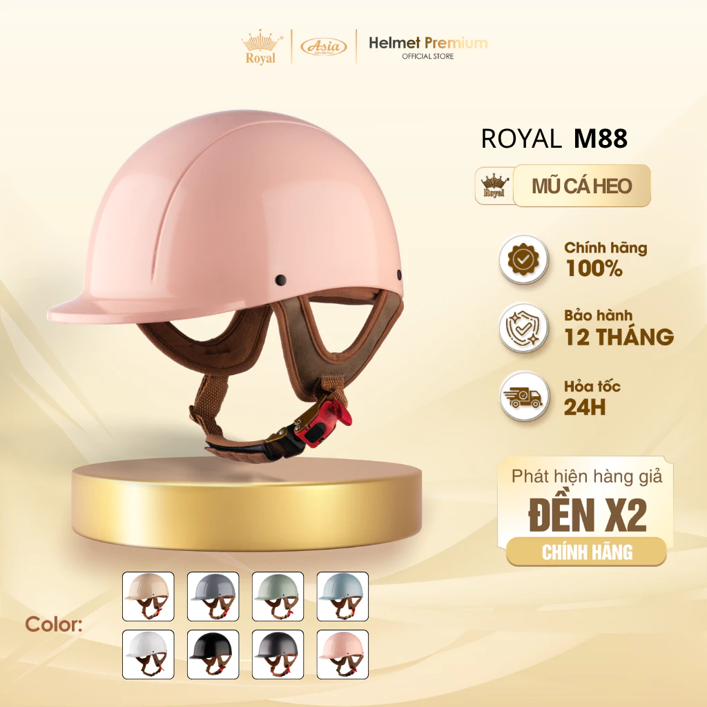 Mũ Bảo Hiểm Cá Heo Nửa Đầu Royal M88 Size M/L Nón Bảo Hiểm 1/2 Thiết Kế Thời Trang Phong Cách Nhật