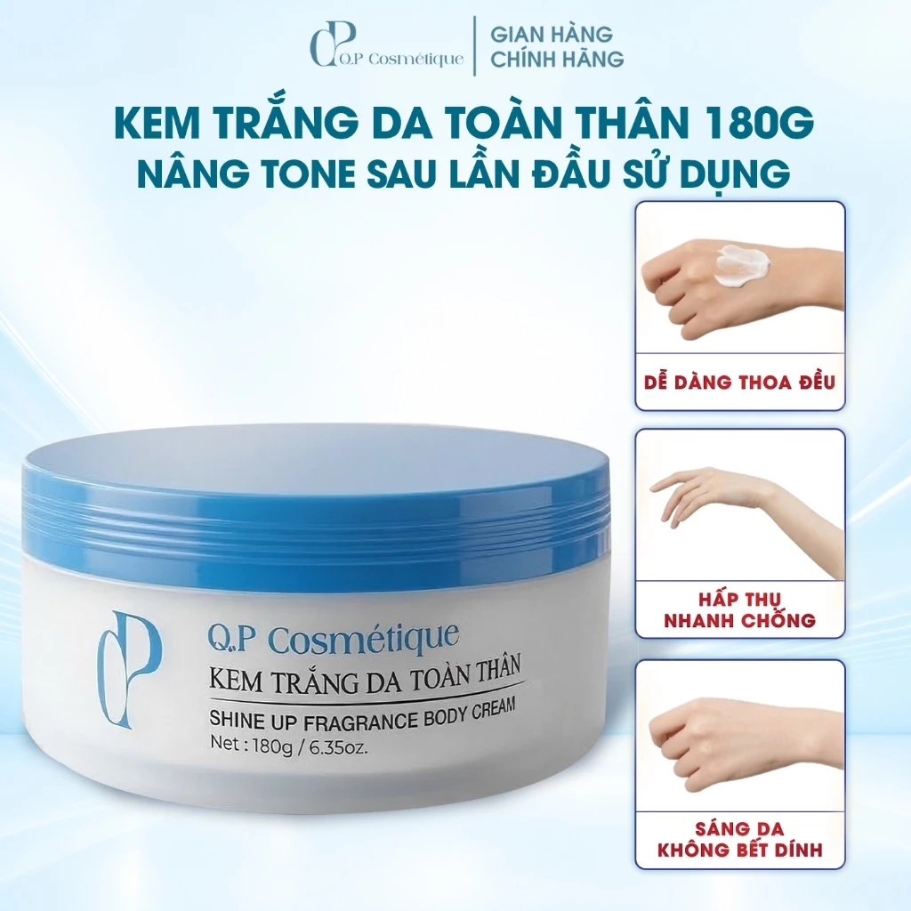 Kem Body Q.P Cosmétique 180g Dưỡng Trắng Nâng Tông Tức Thì – Mịn Da – Không Bết Dính