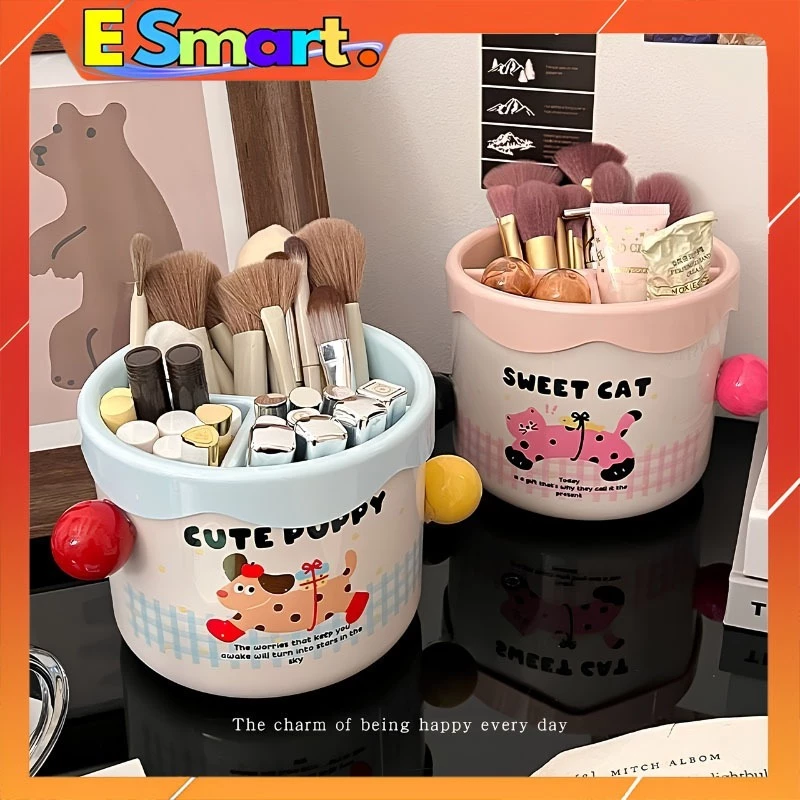 Hộp Đựng Đồ Đa Năng, Hộp Mỹ Phẩm Để Bàn Cute - Ống Cắm Bút, Đồ Dùng Học Tập Có Khay Chia Ngăn Tiện Lợi, Gọn Gàng