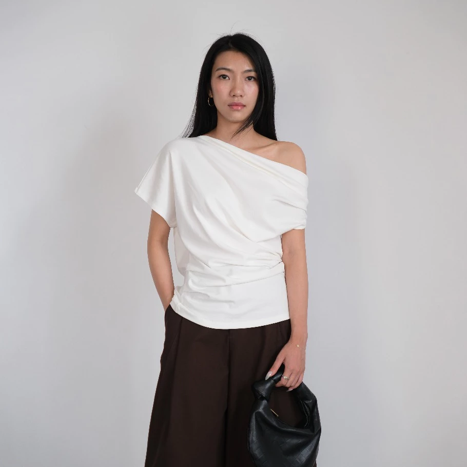 Áo Lệch Vai, Áo Thun Kiểu Đi Tiệc Chất Liệu Cotton Thoáng Mát - Nami Top - THE J STUDIO