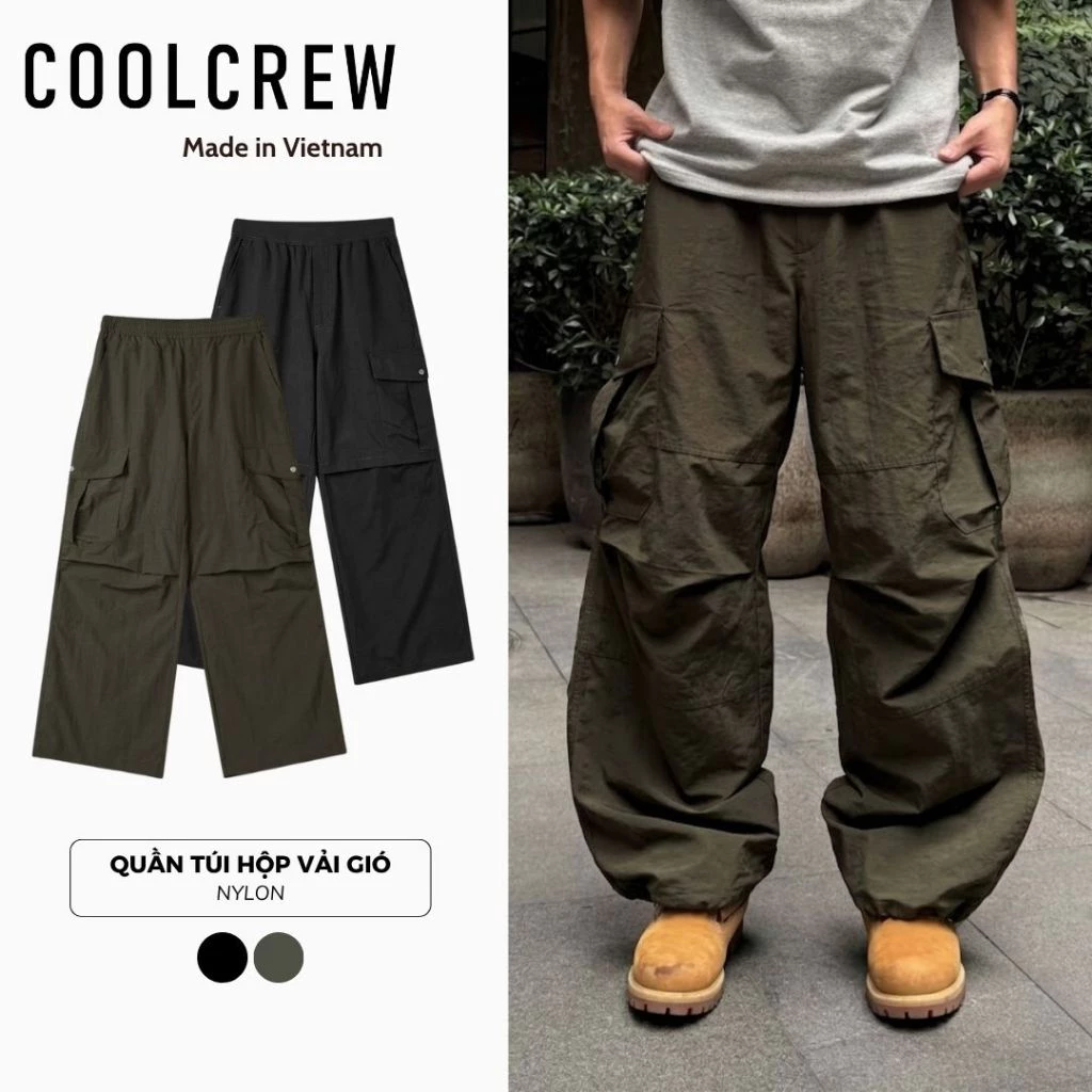 Quần Túi Hộp Vải Gió 𝐂𝐎𝐎𝐋𝐂𝐑𝐄𝐖 Cargo Pants Unisex Ống Rộng  Phong Cách Hàn Quốc QTD122