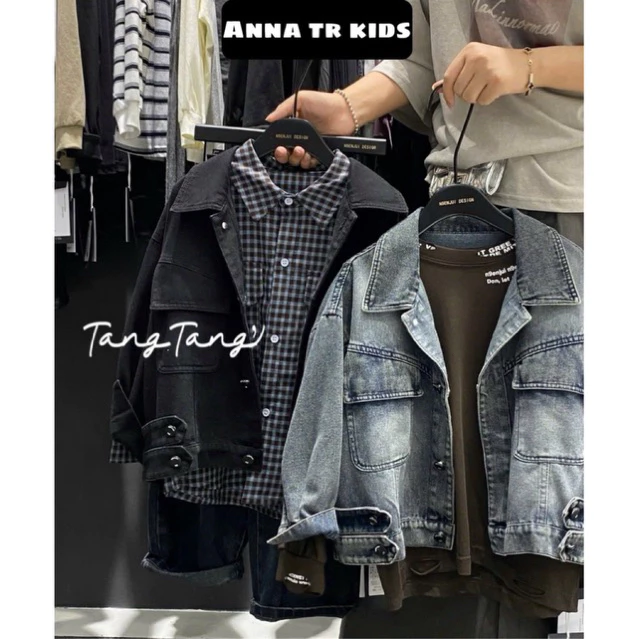 ( Ảnh Thật ) [110-150] 18802 Áo khoác jeans hàng cao cấp Bé Trai chất dày dặn Quảng Châu