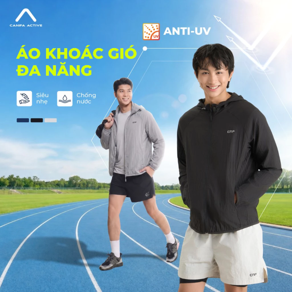 Áo khoác gió đa năng nam CANIFA trượt nước, mỏng nhẹ, chống nắng, chống thấm 8OT26S002