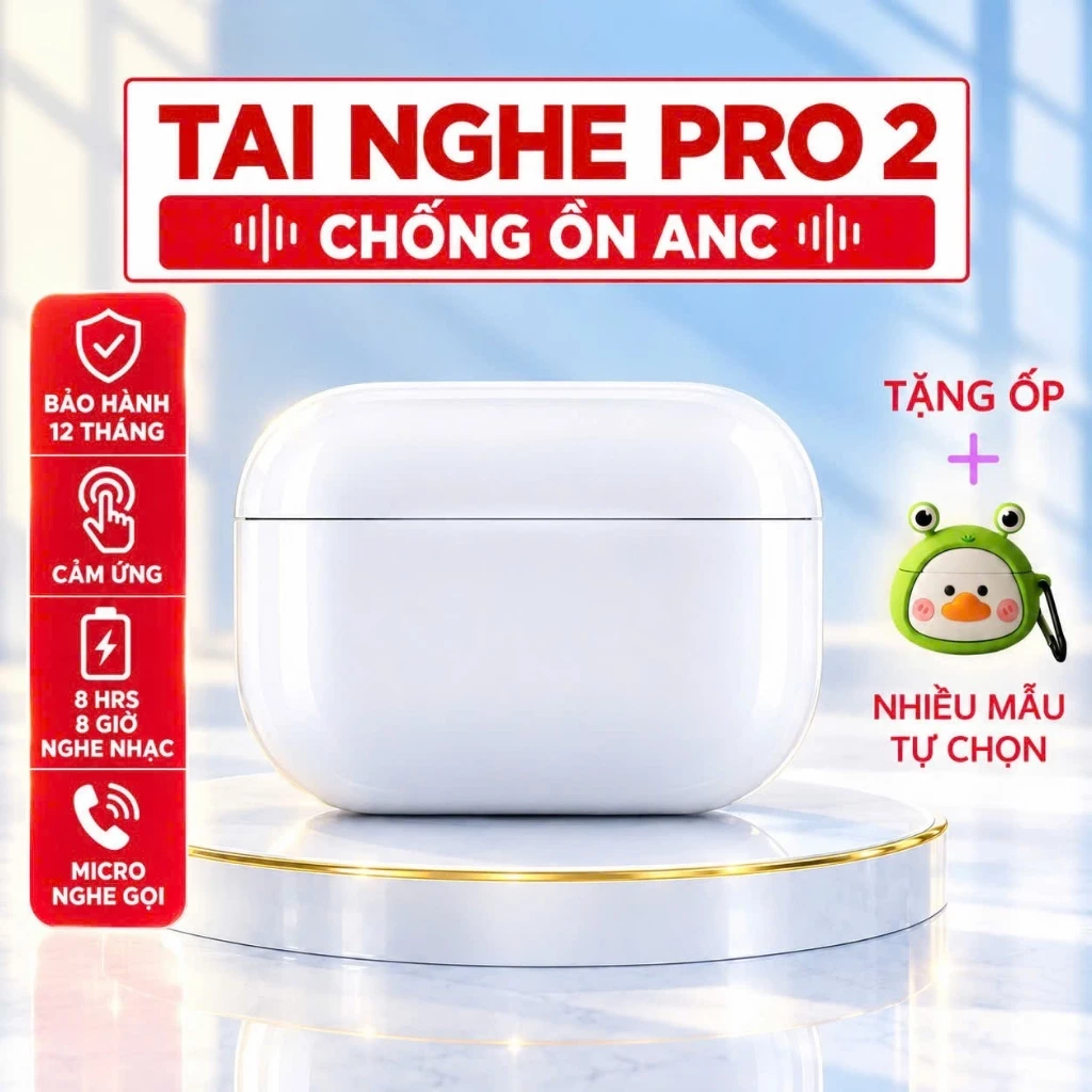 Tai Nghe Không Dây Bluetooth Pro 2 Bass Căng Chống Ồn Định Vị Google Map Đổi Tên Cảm Ứng Bảo Hành 24 Tháng