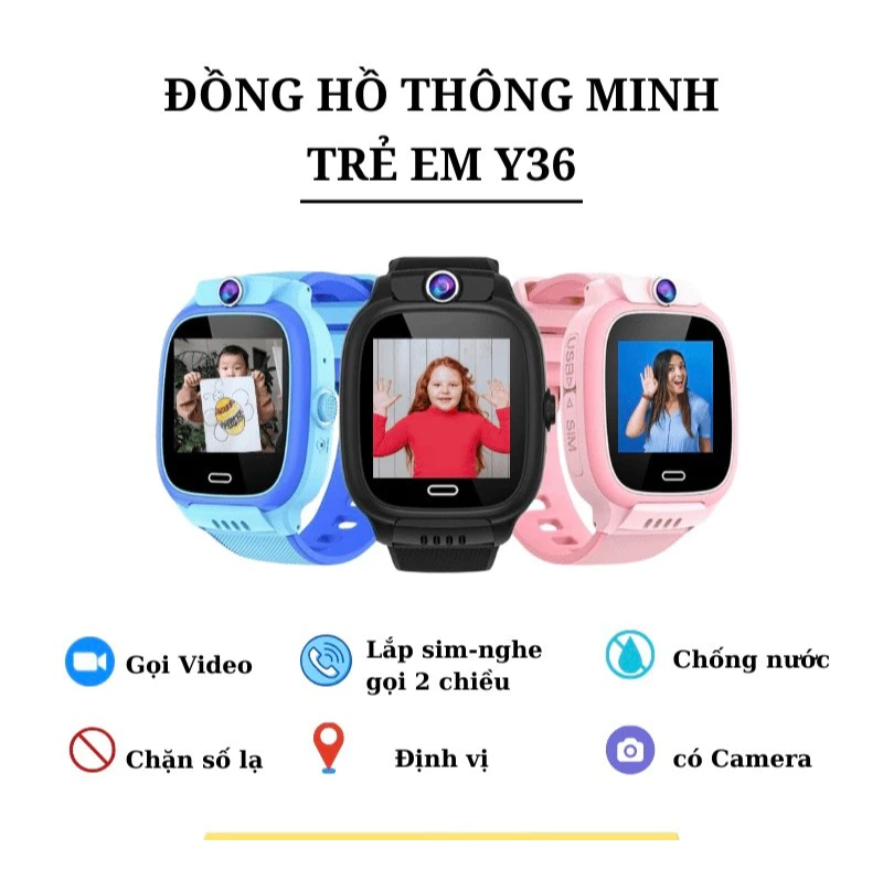 Đồng hồ thông minh trẻ em lắp sim nghe gọi định vị Call Video hỗ trợ 4-5g đồng hồ Y36,W11,(Q12) hỗ trợ tiếng việt