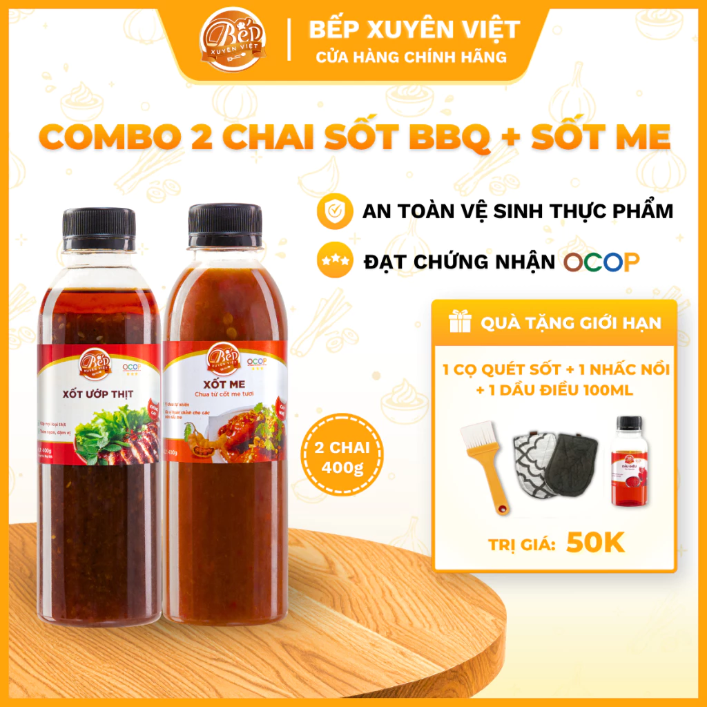 Combo Sốt Ướp Thịt Nướng BBQ & Sốt Me Chua Ngọt Bếp Xuyên Việt - Gia Vị Nước Xốt Ướp Chấm Đồ Nướng Hải Sản Ngon