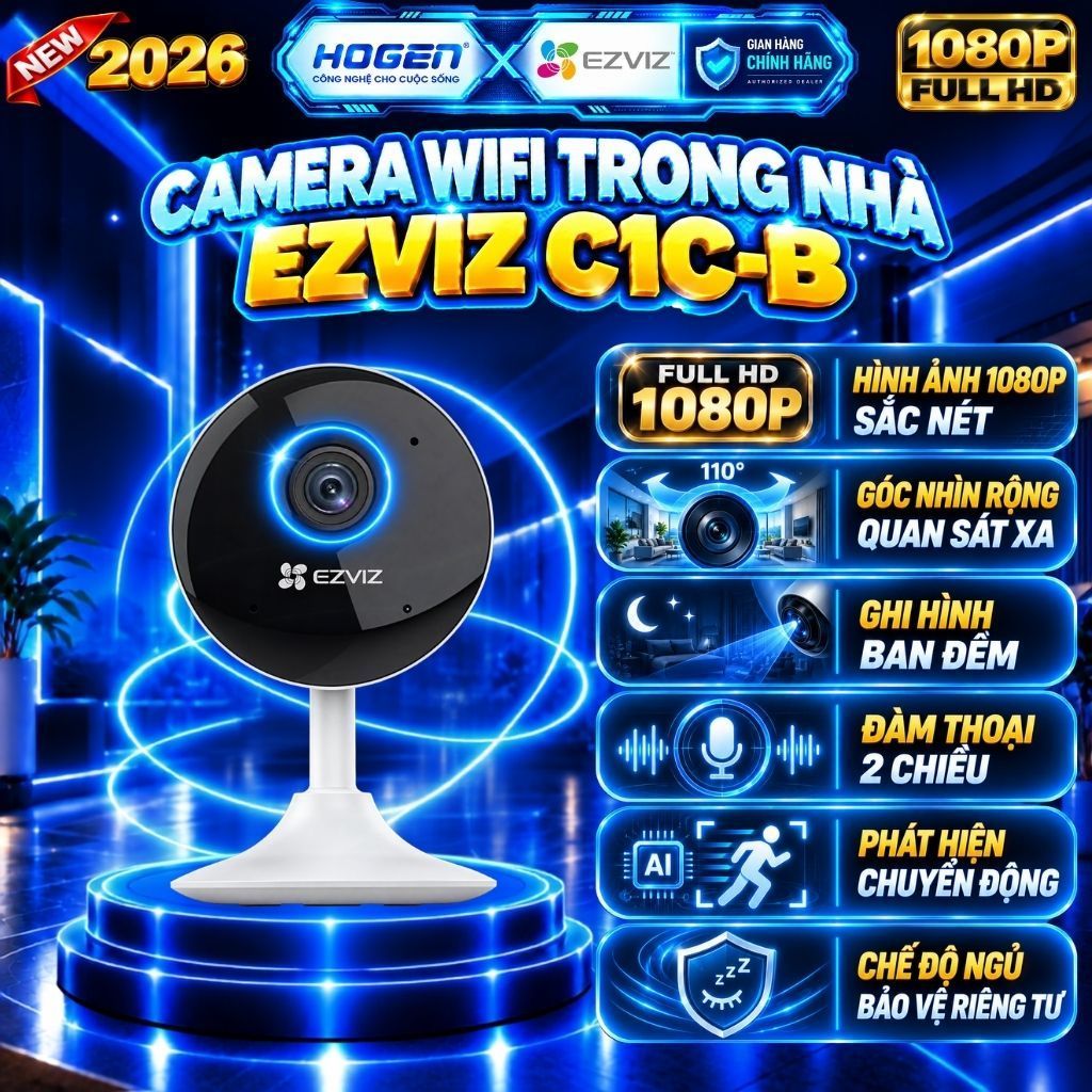 Camera WIFI EZVIZ C1C-B 1080p, Trong Nhà, Đàm Thoại 2 Chiều,Phát Hiện Chuyển…