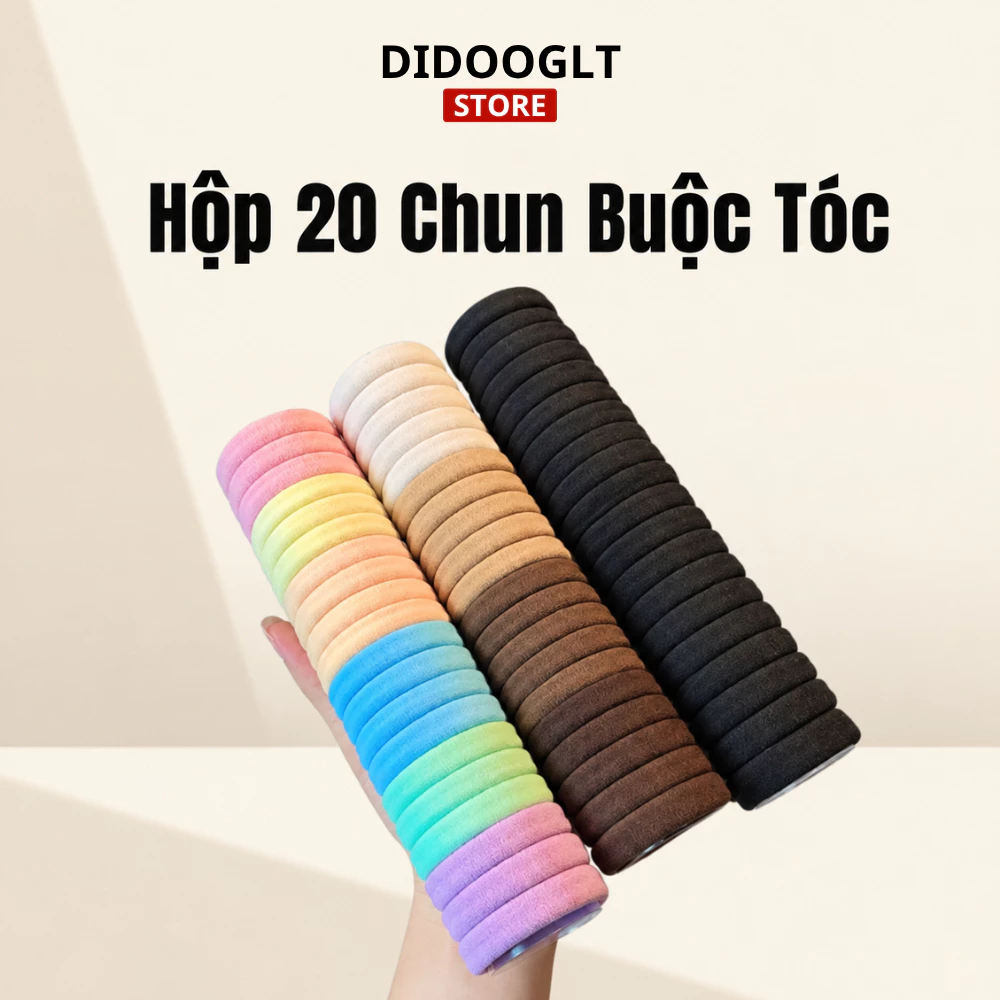 Hộp 20 Chun Buộc Tóc Didooglt Dây Buộc Tóc Trơn Nhiều Màu Sắc Tái Sử Dụng Nhiều Lần Kèm Ông Đựng