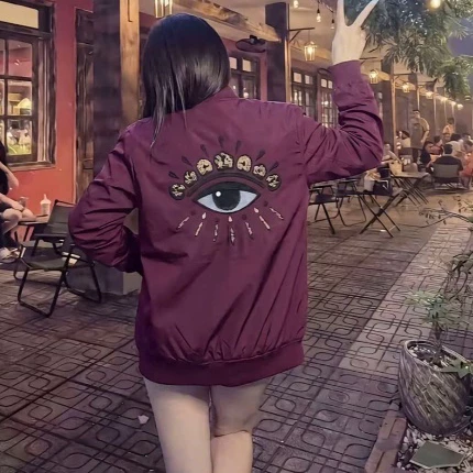 Áo Khoác Bomber Gió Nam Nữ Unisex Áo Gió 2 Lớp Thêu Hình Hoạ tiết mắt thêu 2 mặt (30-80kg) cho boy phố